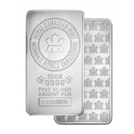 Royal Canadian Mint (RCM) 10 oz .9999 Fine Silver Bar