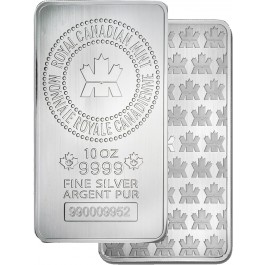 10 oz Royal Canadian Mint (RCM) .9999 Fine Silver Bar