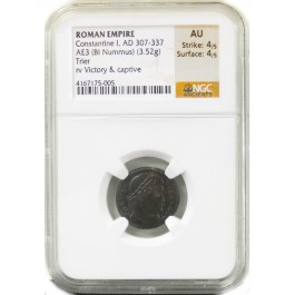 Roman Empire Constantine I 307-337 AD AE3 BI Nummus NGC AU