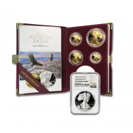 1995 W Gold Silver 10th Anniversary 5 Coin Proof Set Silver Eagle NGC PF69 UC 2