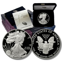 Random Year (1986 - Present) 1 oz .999 Proof Silver American Eagle Box & COA