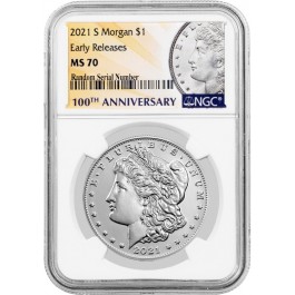 2021 S Privy Mark 100th Anniversary $1 Morgan Silver Dollar NGC MS70 ER With OGP