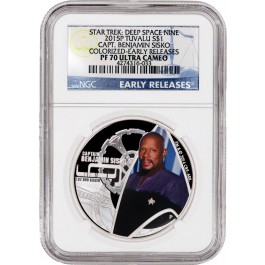 2015 P $1 Tuvalu Star Trek Captain Benjamin Sisko 1 oz Silver NGC PF70 UC ER
