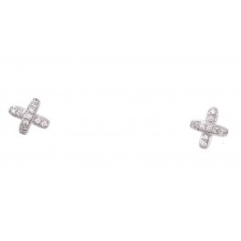 Tiffany & Co 950 Platinum .11 tcw Diamond Mini Cross Stitch X Stud Earrings