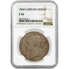 1844 Great Britain Queen Victoria Young Head Crown Silver NGC F15 Circulated