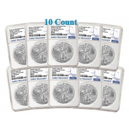 Lot Of 10 - 2020 (P) $1 Silver American Eagle NGC MS69 Early Releases ER Live Ready to Ship