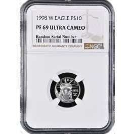 1998 W $10 Proof Platinum American Eagle 1/10 oz .9995 Fine NGC PF69 Ultra Cameo