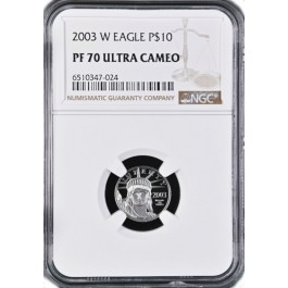 2003 W $10 Proof American Platinum Eagle 1/10 oz .9995 Fine NGC PF70 Ultra Cameo