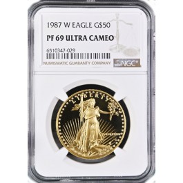 1987 W $50 Proof 1 oz Gold American Eagle NGC PF69 Ultra Cameo