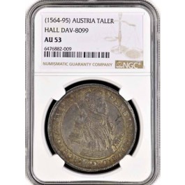 1564-95 Austria Archduke Ferdinand II Taler Silver Hall Mint DAV-8099 NGC AU53