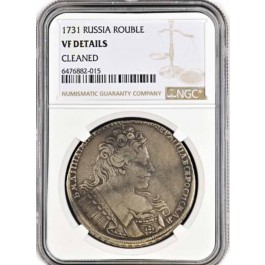 1731 Russia Rouble Silver Anna Ivanovna NGC VF Details Cleaned