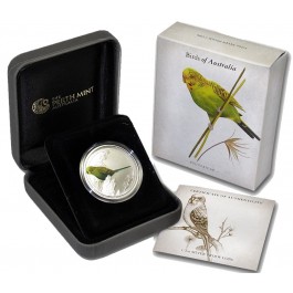 2013 50C AUD 2013 Perth Mint Birds Of Australia Budgerigar 1/2 oz .999 Silver