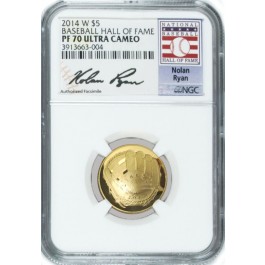 2014 W $5 Proof Gold Baseball Hall Of Fame Commemorative Nolan Ryan NGC PF70 UC