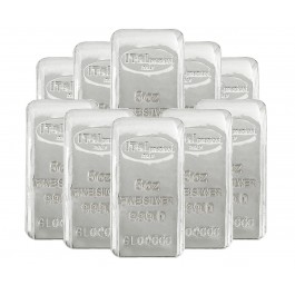 Lot Of 10 Ital Preziosi 5 oz .999 Fine Silver Bars NEW Sealed With Assay Cards