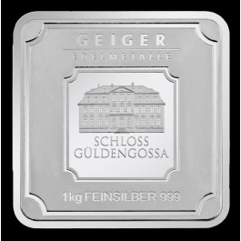 Geiger Edelmetalle Original Square 1 Kilo 1000 Gram 32.15 oz 999 Fine Silver Bar