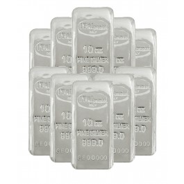 Lot Of 10 Ital Preziosi 10 oz .999 Fine Silver Bars NEW Sealed With Assay Cards