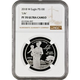 2018 W $100 Proof American Platinum Eagle Life 1 oz .9995 NGC PF70 Ultra Cameo	