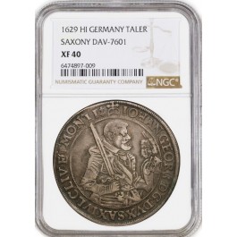 1629 HI German States Saxony Johan Georg I Taler Silver DAV-7601 NGC XF40