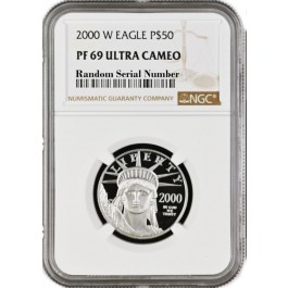 2000 W $50 Proof American Platinum Eagle 1/2 oz .9995 Fine NGC PF69 Ultra Cameo 	