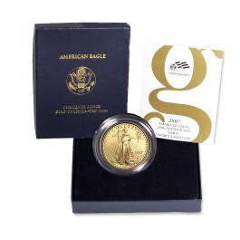 2007 W Burnished $5 1/10 oz Gold American Eagle Box & COA 