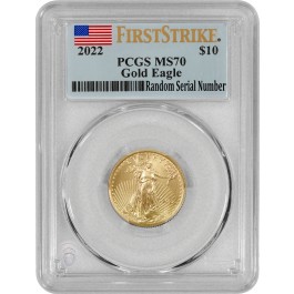 2022 $10 1/4 oz Gold American Eagle PCGS MS70 First Strike Flag Label Coin