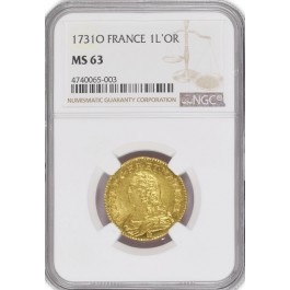 1731 O 1 Louis d'Or Gold France Louis XV NGC MS63