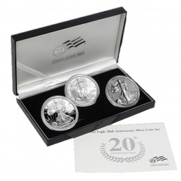 2006 $1 Silver American Eagle 20th Anniversary Coin Set Uncirculated Proof OGP
