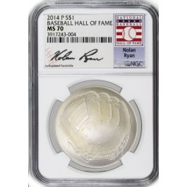 2014 P $1 Baseball Hall Of Fame Commemorative Silver Dollar Nolan Ryan NGC MS70