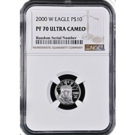 2000 W $10 Proof Platinum American Eagle 1/10 oz .9995 Fine NGC PF70 Ultra Cameo