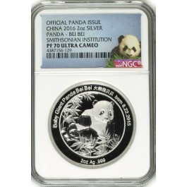 2016 Smithsonian Institute 2 oz .999 Chinese Silver Panda Bei Bei Medal NGC PF70