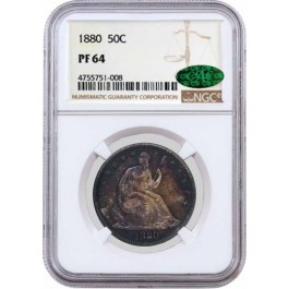 1880 50C Proof Seated Liberty Half Dollar Silver NGC PF64 CAC Toned