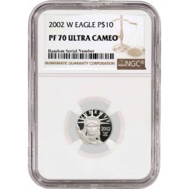 2002 W $10 Proof American Platinum Eagle 1/10 oz .9995 Fine NGC PF70 Ultra Cameo