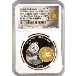 2018 Official Mint Medal ANA PHL World Money Fair 1oz Silver NGC PF70 UC Cracked