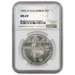 1992 D $1 Columbus Quincentenary Commemorative Silver Dollar NGC MS69