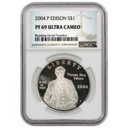 2004 P $1 Thomas Alva Edison Commemorative Silver Dollar NGC PF69 UC