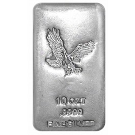 10 oz Silver Cast Bar .9999 Fine Eagle Design