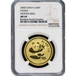 2000 Frosted Ring 100 Yuan Peoples Republic Of China 1 oz Gold Panda NGC MS69