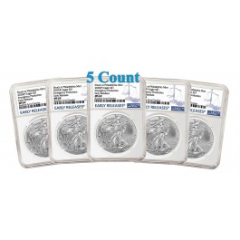 Lot Of 5 - 2020 (P) $1 Silver American Eagle NGC MS69 Early Releases ER Live Ready to Ship