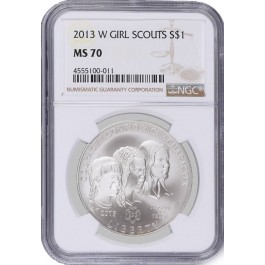 2013 W $1 Girl Scouts Commemorative Silver Dollar NGC MS70