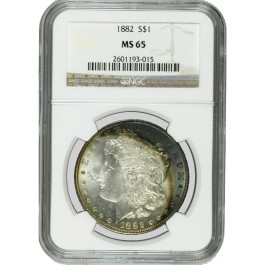 1882 $1 Morgan Silver Dollar NGC MS65 Rainbow