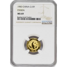 1983 10 Yuan People's Republic Of China 1/10 oz .999 Chinese Gold Panda NGC MS69