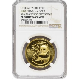 1987 San Francisco Exposition Medal 1 oz .999 Chinese Gold Panda NGC PF68 UC