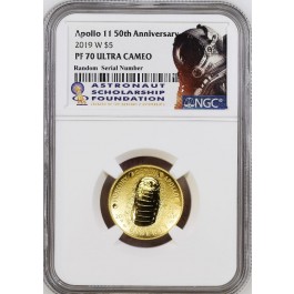 2019 W $5 Apollo 11 50th Anniversary Commemorative Gold NGC PF70 Ultra Cameo