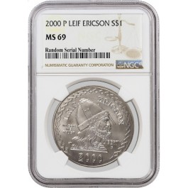 2000 P $1 Leif Ericson Millennium Commemorative Silver Dollar NGC MS69
