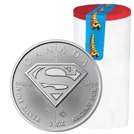 Roll Of 25 2016 $5 CAD Silver Canadian Superman 1 oz Coins BU