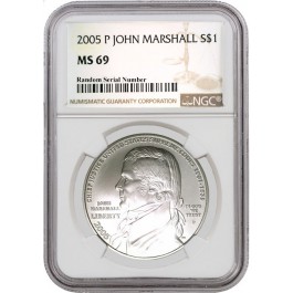 2005 P $1 John Marshall Commemorative Silver Dollar NGC MS69 Uncirculated Coin