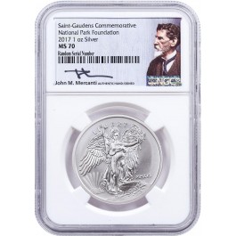 2017 Winged Liberty Saint Gaudens Commemorative Silver Medal NGC MS70 Mercanti