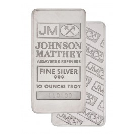 Johnson Matthey 10 oz .999 Fine Silver Bar