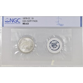 1878 CC $1 Morgan Silver Dollar VAM 2A Die Chip Nostril  NGC MS63 GSA Soft Pack