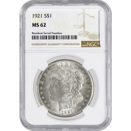 1921 $1 Morgan Silver Dollar NGC MS62